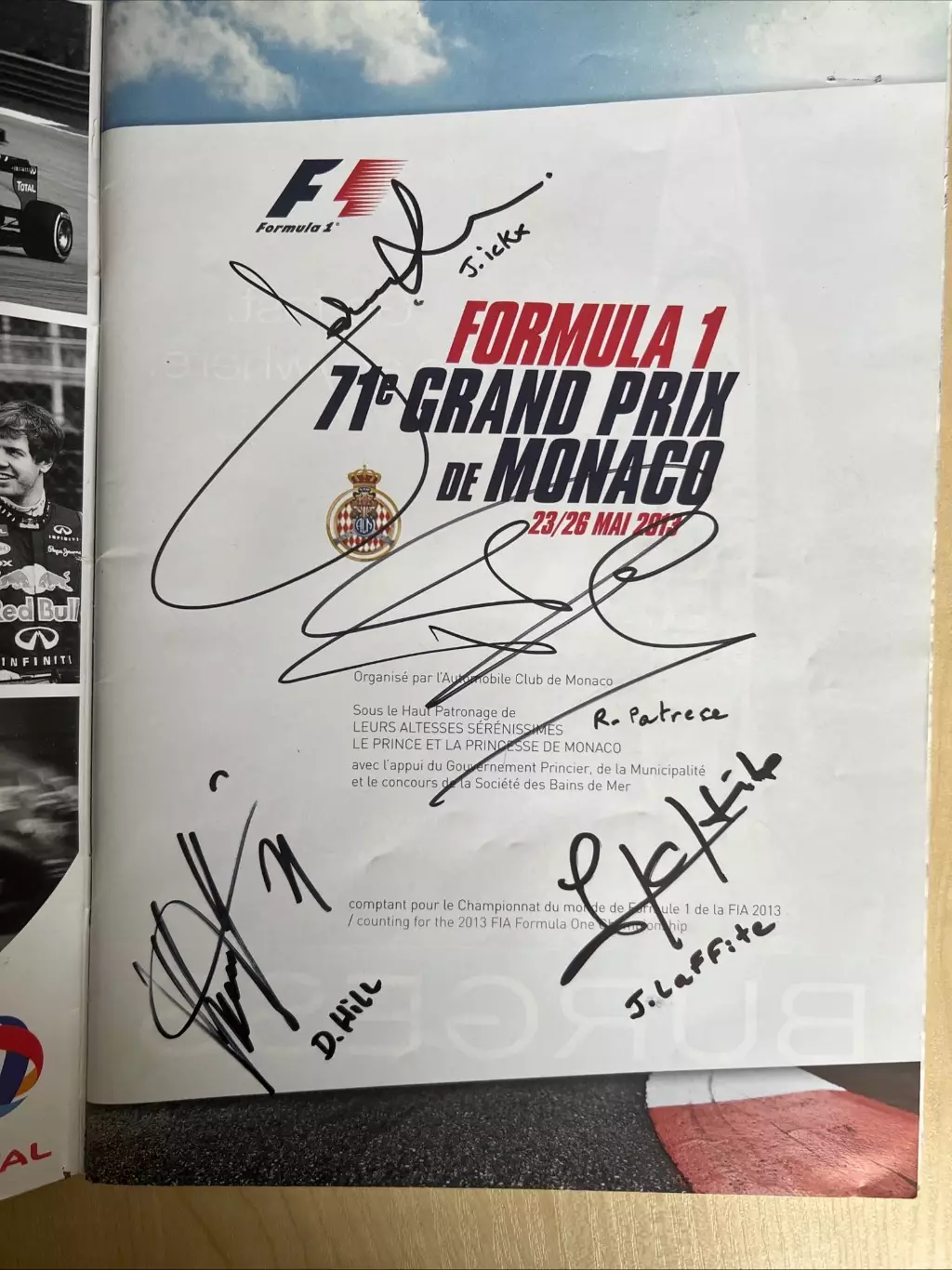 Программа гонки Формула 1 Formula 1 Монако 2013 - автографы 1