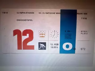 Билет Хоккей Олимпийские Игры 1976. СССР - Финляндия (12.02.1976)