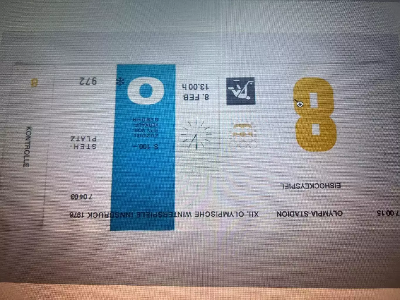 Билет Хоккей Олимпийские Игры 1976. СССР - Польша (08.02.1976)