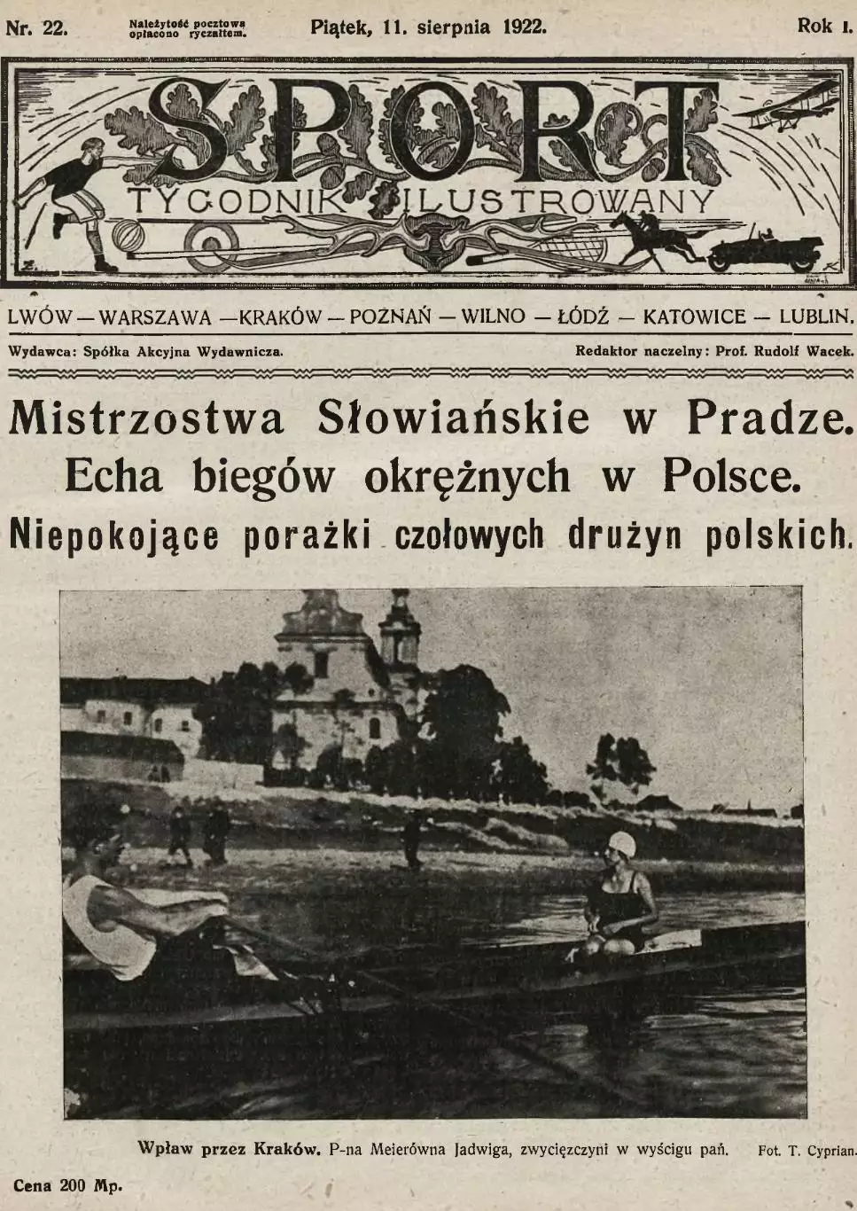 Копия* газета tygodnik Ilusrtowany Sport издание Львов Польша 22 1922 год футбол