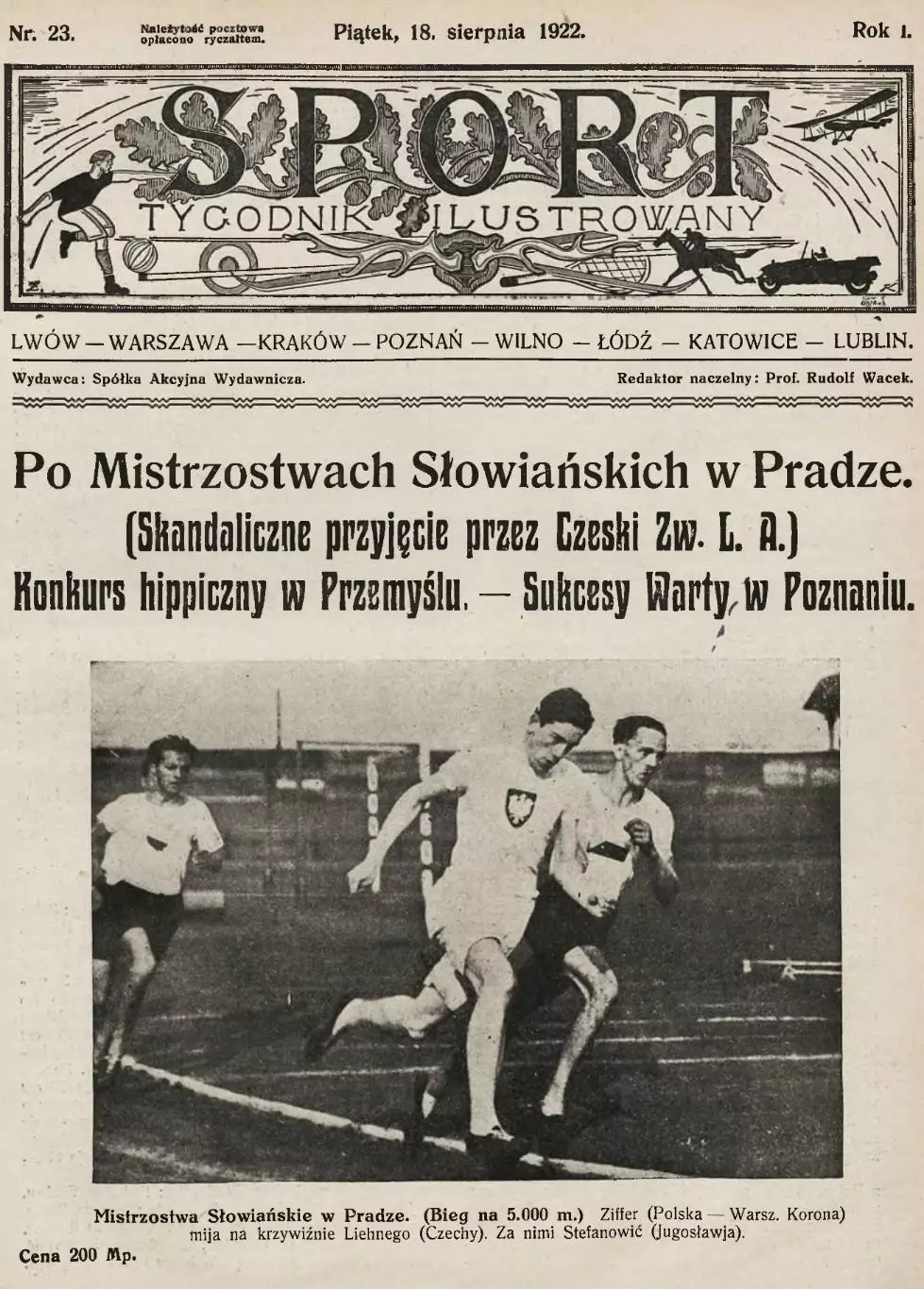 Копия* газета tygodnik Ilusrtowany Sport издание Львов Польша 23 1922 год футбол