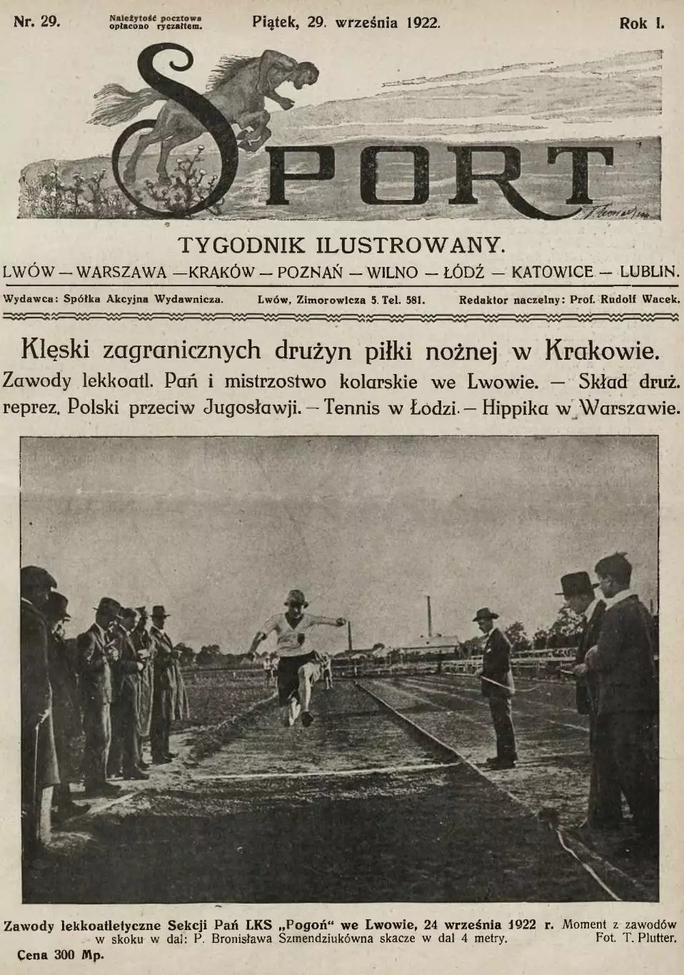 Копия* газета tygodnik Ilusrtowany Sport издание Львов Польша 29 1922 год футбол