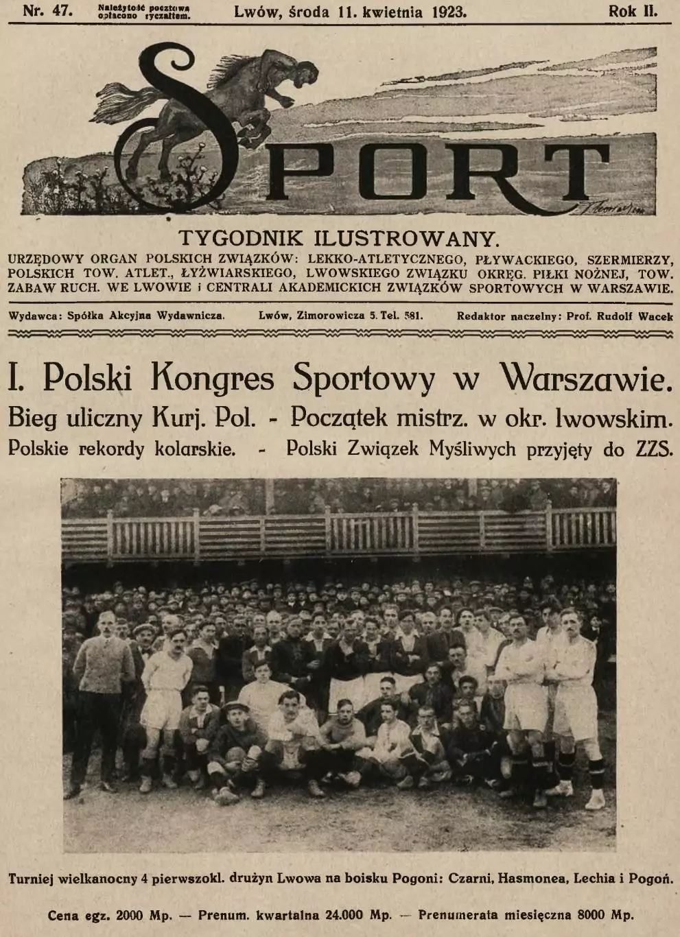 Копия* газета Ilusrtowany Sport издание Львов Польша 47 1923 год футбол