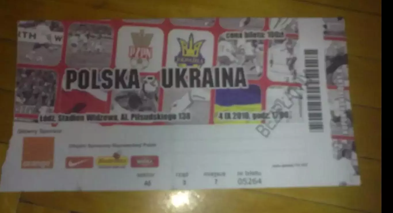 Билет Польша - Украина 2010