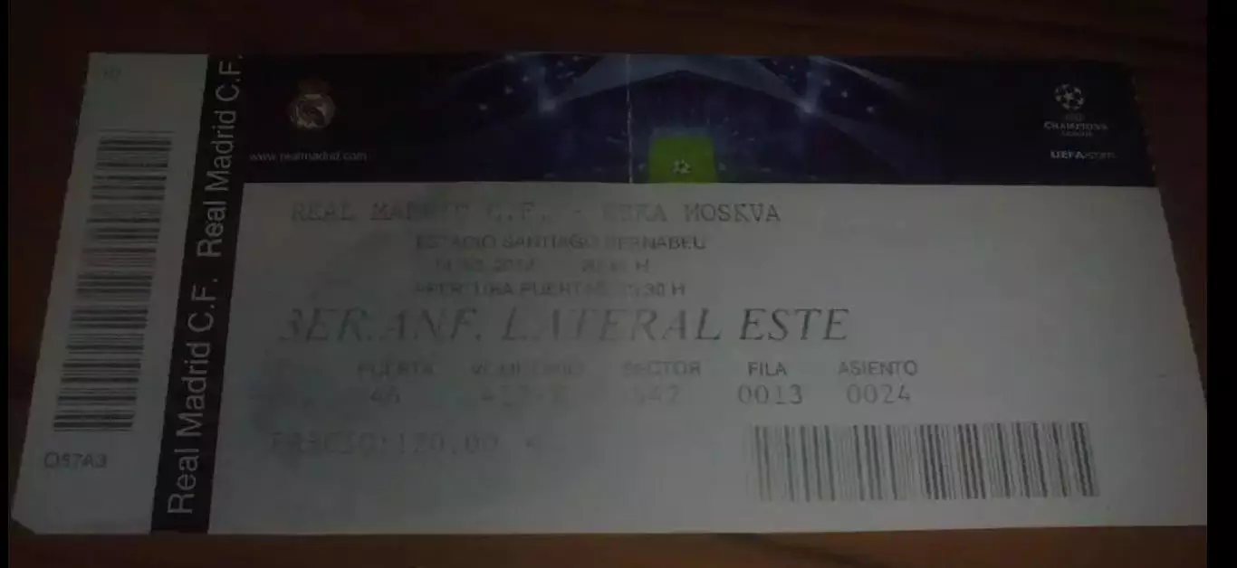 Футбол. Билет Реал Испания - ЦСКА Москва 2011-2012
