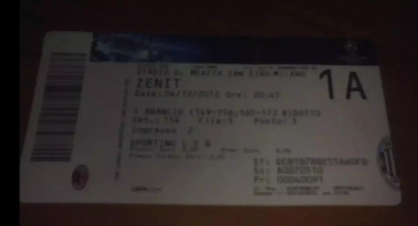 Билет Милан Италия - Зенит Санкт-Петербург 2012-2013