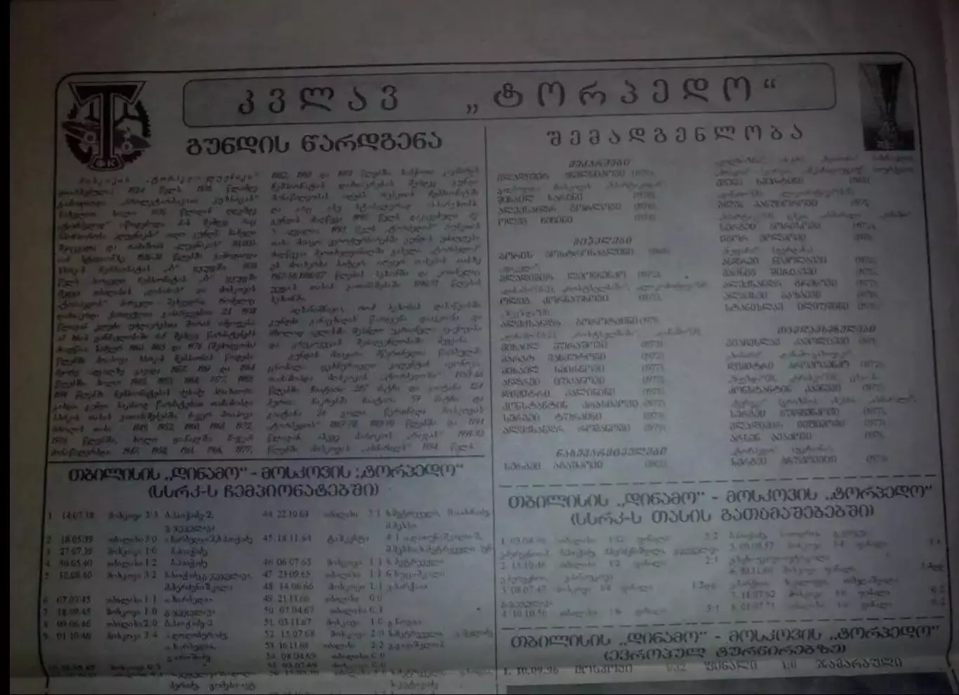 Динамо Тбилиси - Торпедо Москва Россия 1996 официальное издание 1