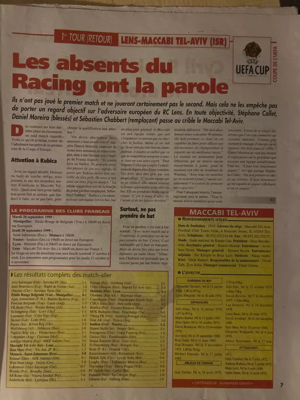 Ланс Франция - Маккаби Тель-Авив Израиль 1999-2000 1
