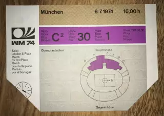 Билет Бразилия - Польша 1974 Чемпионат Мира Германия