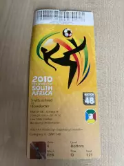 Билет Швейцария - Гондурас 2010 Чемпионат Мира ЮАР