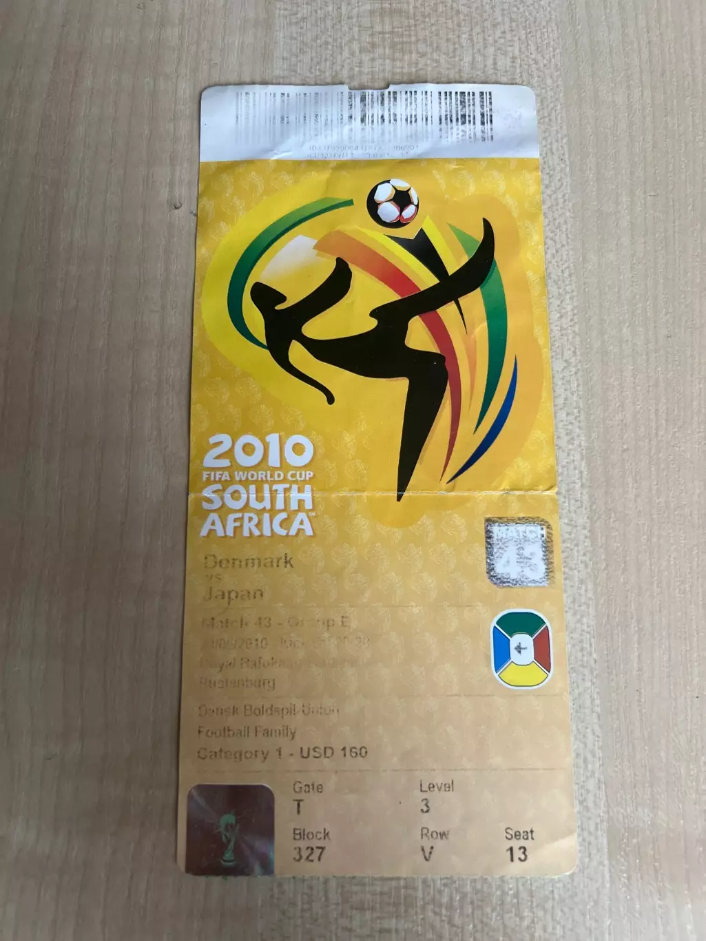Билет Дания - Япония 2010 Чемпионат Мира ЮАР