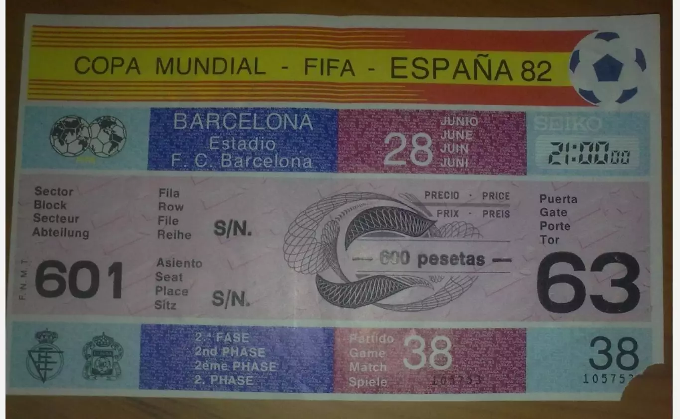 Билет Бельгия (Сборная) - Польша (Сборная) 1982 Чемпионат Мира Испания