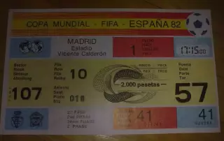 Билет Австрия - Северная Ирландия 1982 Чемпионат Мира Испания
