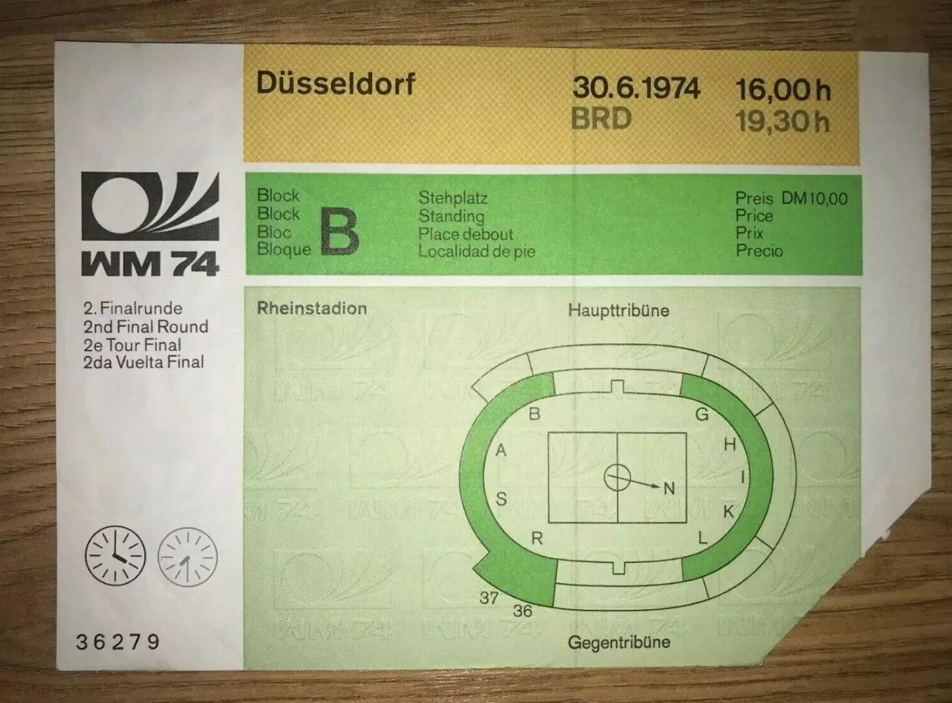 Билет Швеция - Германия ФРГ 1974 Чемпионат Мира Германия