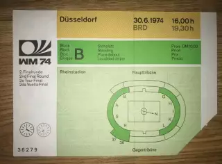 Билет Швеция - Германия ФРГ 1974 Чемпионат Мира Германия