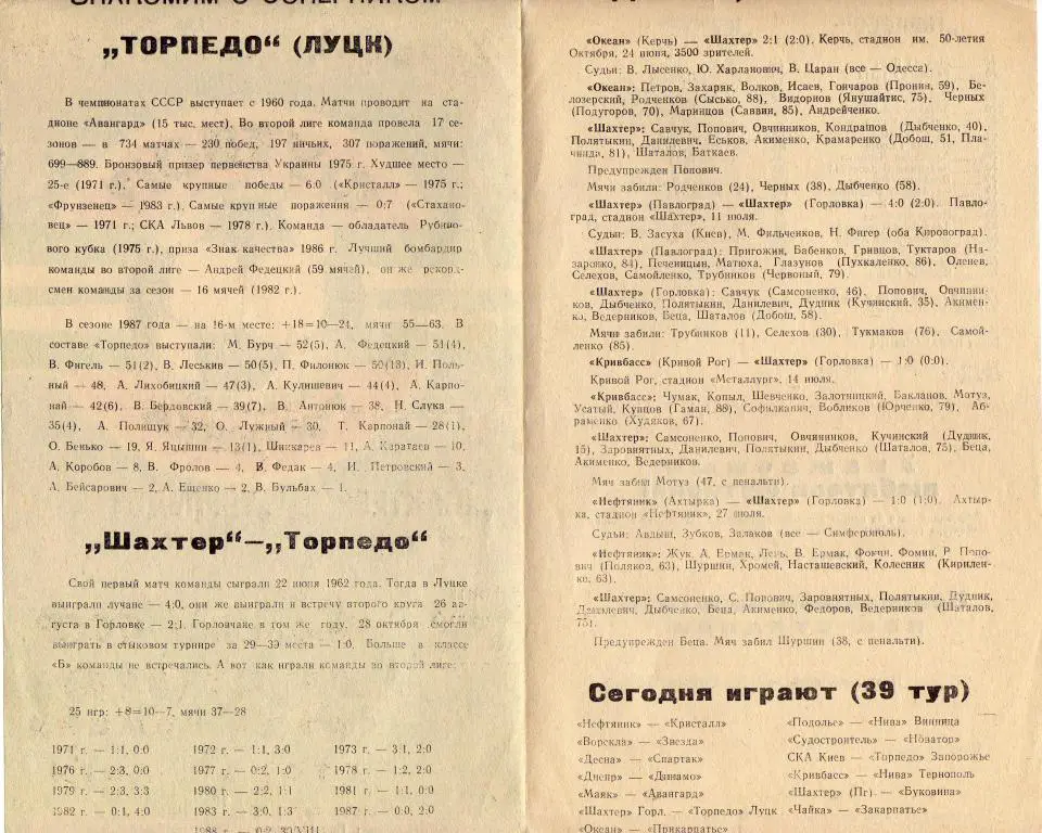 Шахтер Горловка - Торпедо Луцк 1988 08 30 2
