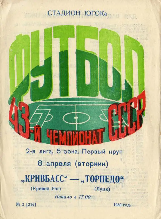Кривбас - Торпедо Л 1980 04 08