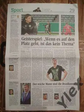 Газета Wolfsburger Allgemeine превью к матчу Вольфсбург-Шахтер 2020 03 12 1