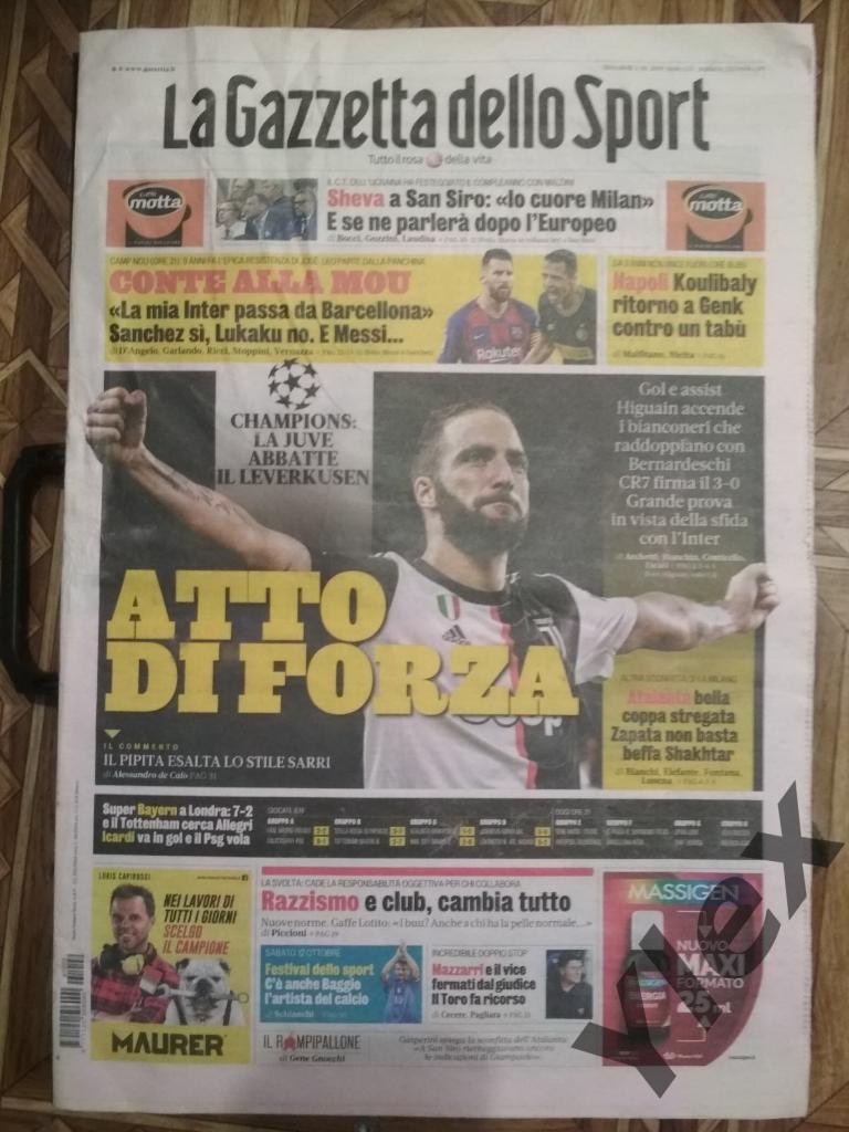 Газета La Gazzetta dello Sport 2019 10 02
