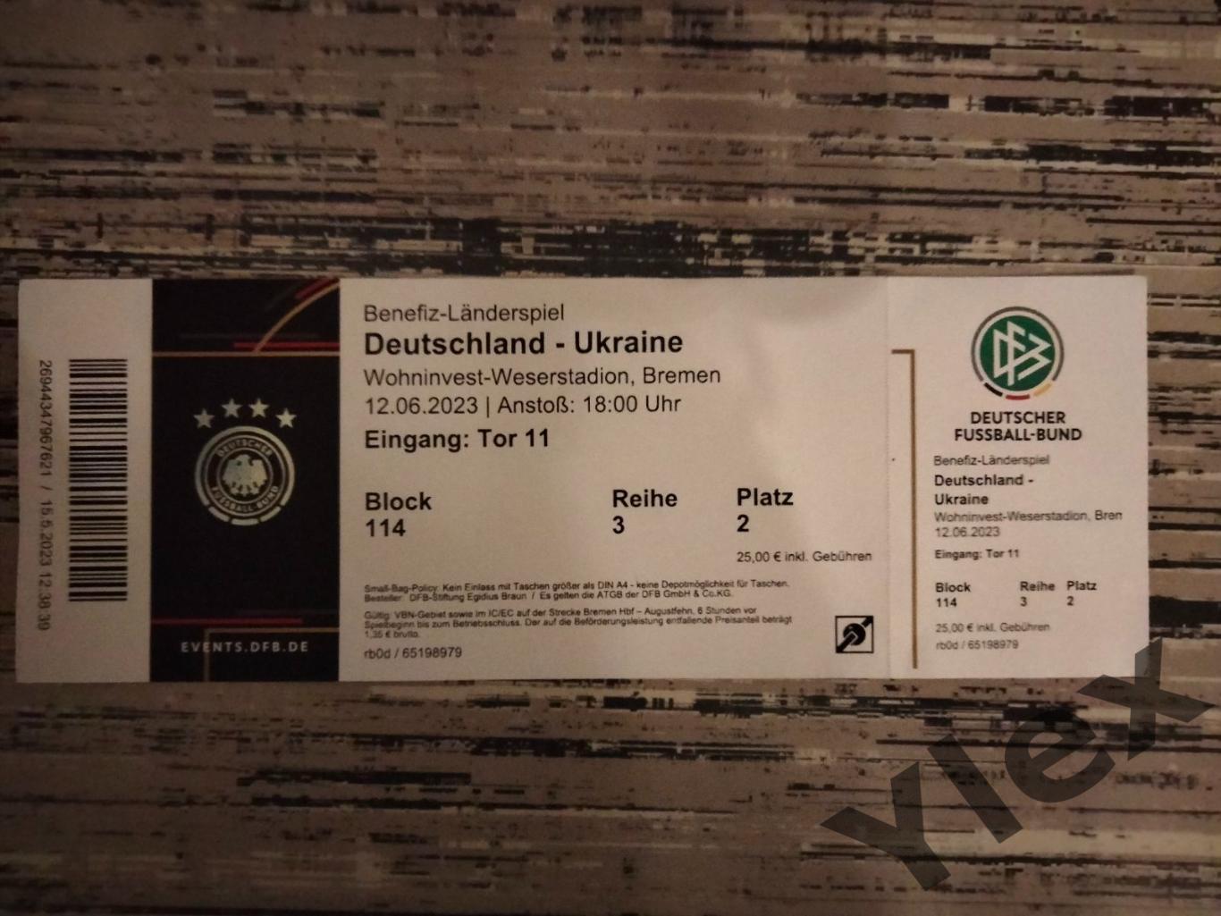 билет Германия - Украина 2023 06 12 ТМ