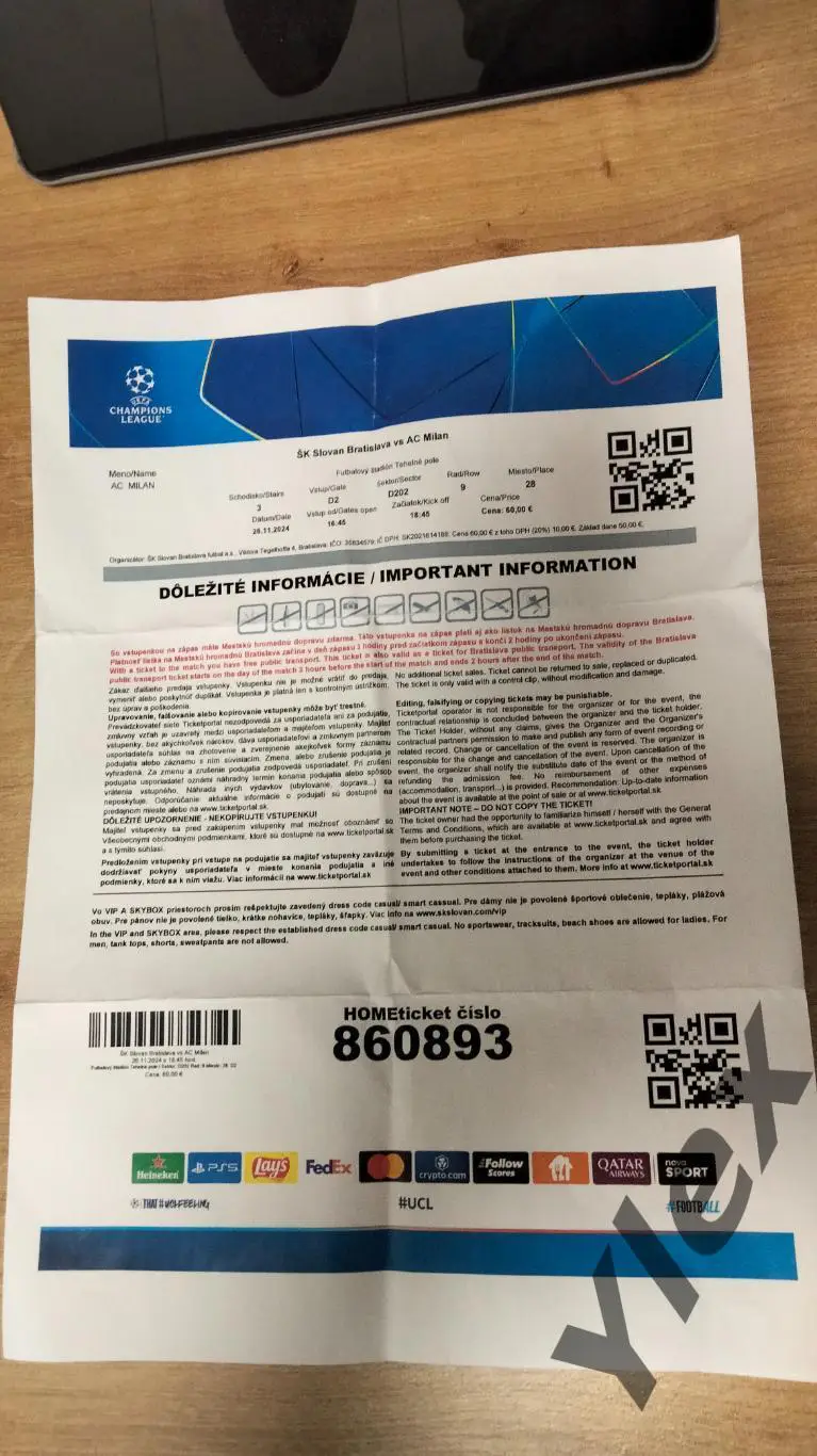 Слован Братислава - Милан Италия 2024 11 26