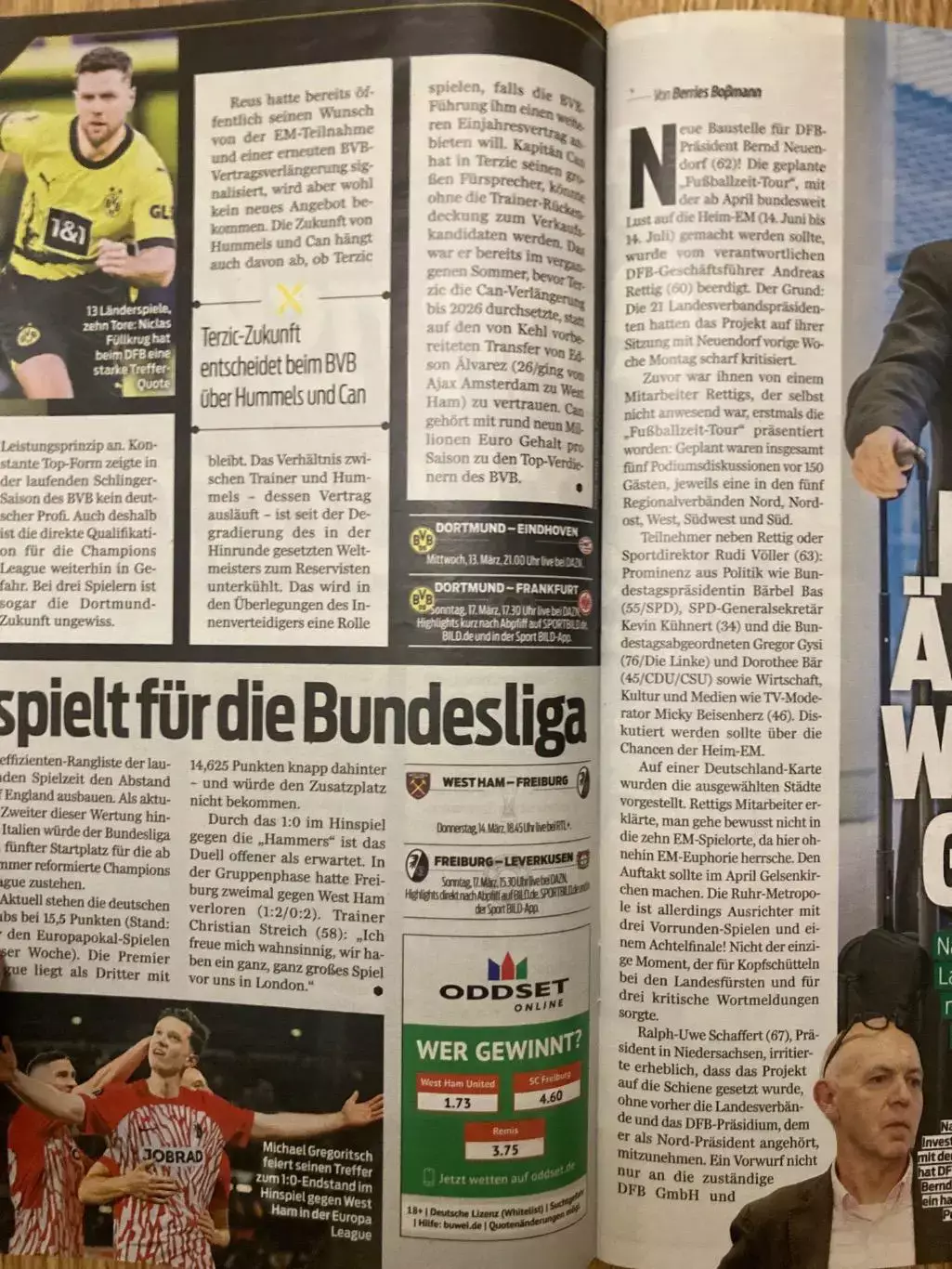 Sport Bild 13.03.2024, Боруссія-ПСВ, Вест Хем - Фрайбург , Леверкузен- Карабах 2