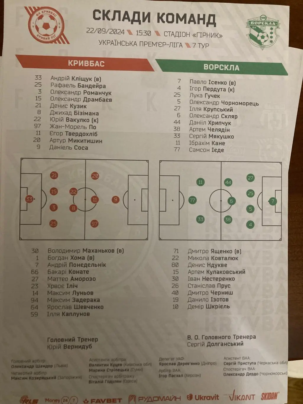 Протокол Кривбас-Ворскла 24/25