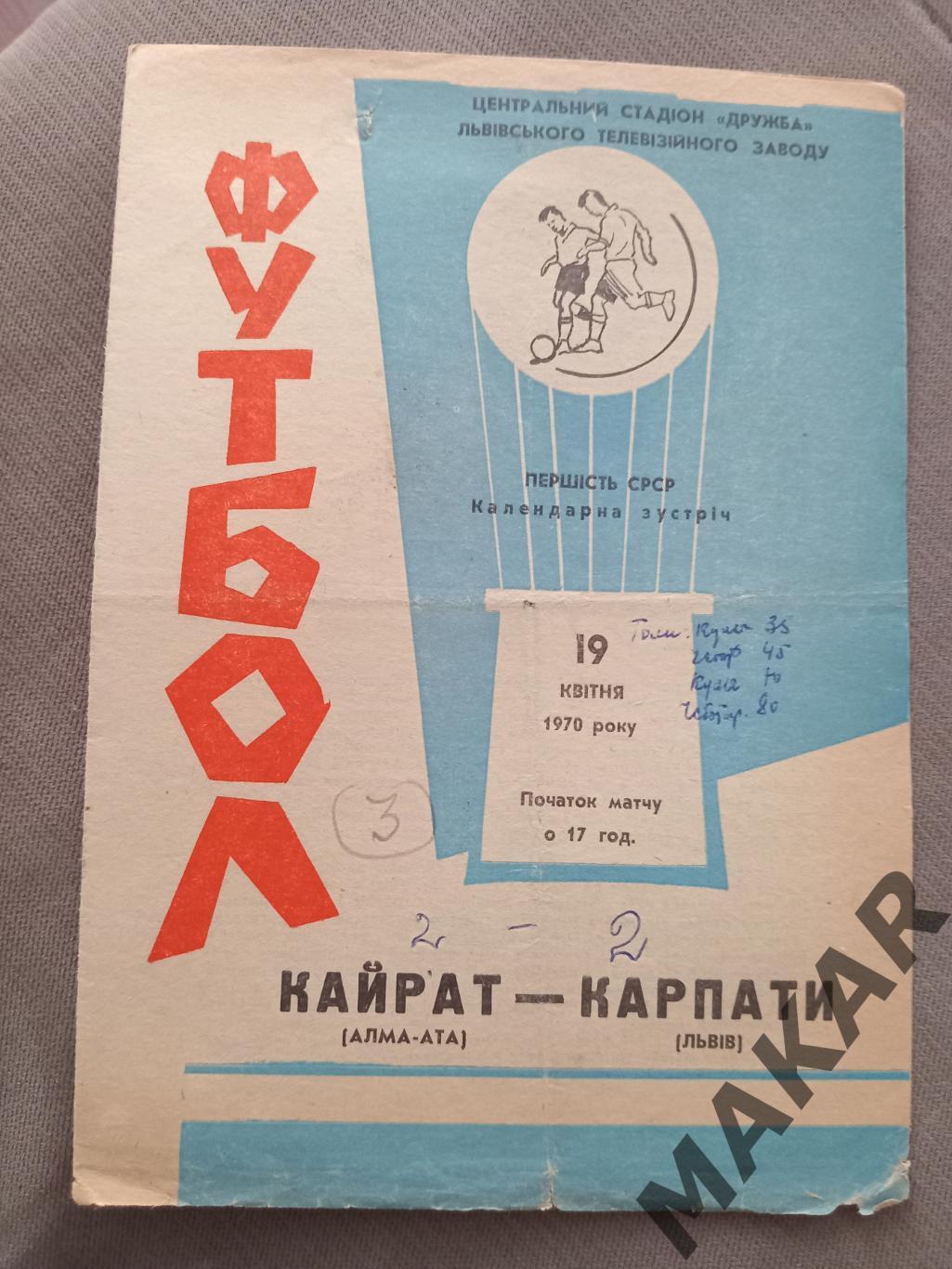 Карпаты ЛьвовКарпаты Алла Ата 19.04.1970