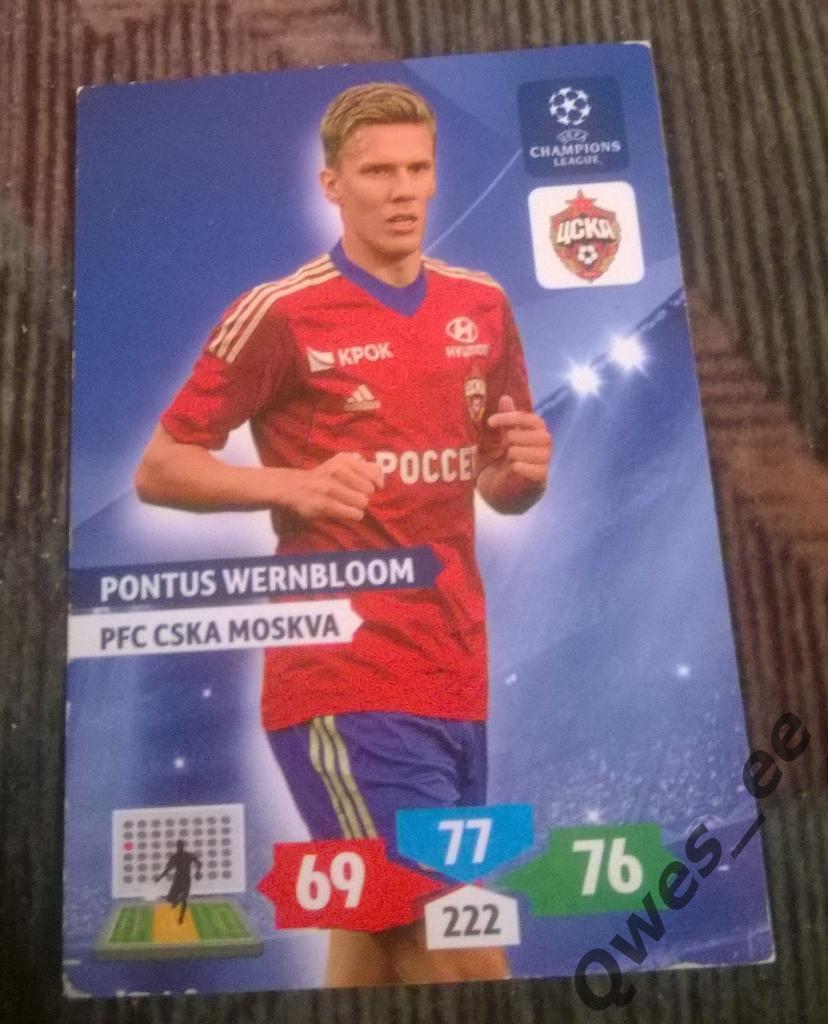 Карточка Panini Pontus Wernbloom Понтус Вернблум ЦСКА ЛЧ 2013-2014