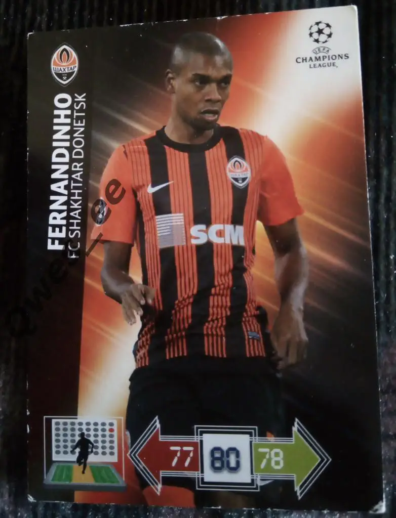 Карточка Panini Fernandinho Фернандиньо Шахтер Донецк ЛЧ 2012-2013
