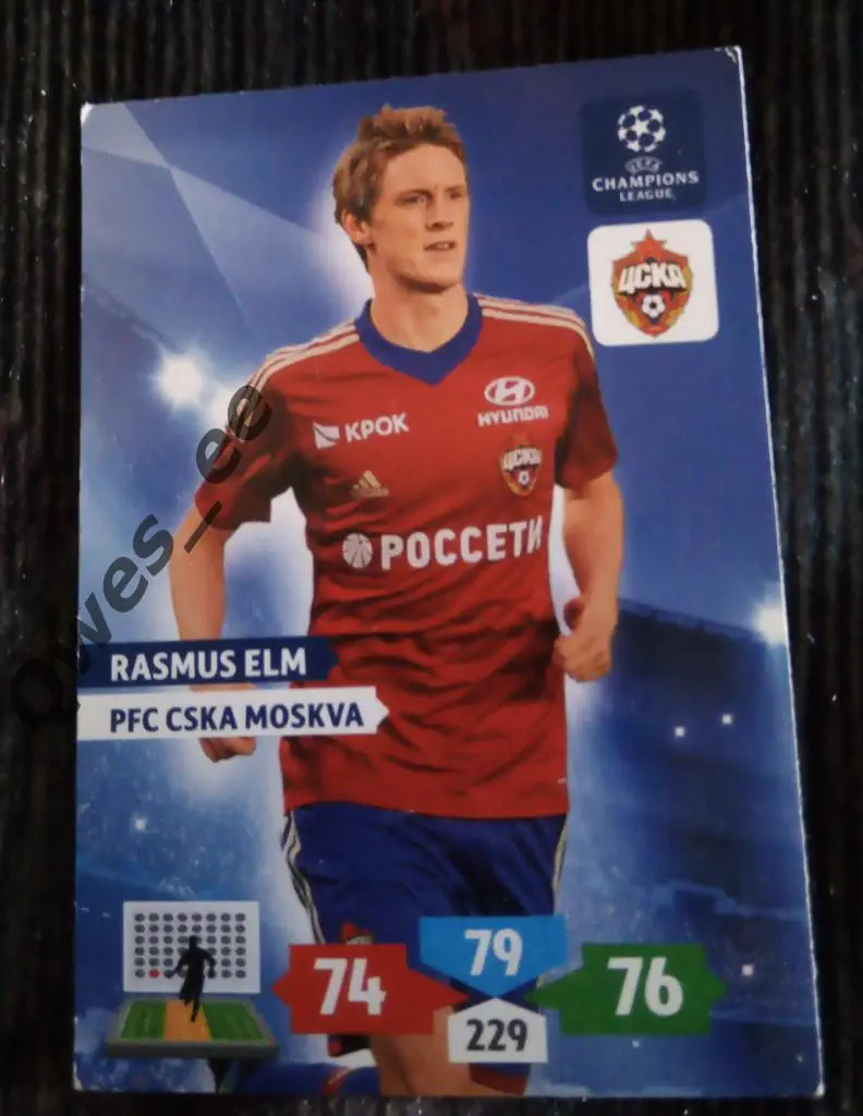 Карточка Panini Rasmus Elm Расмус Эльм ЦСКА ЛЧ 2013-2014
