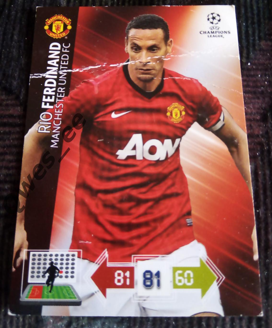 Карточка Panini Rio Ferdinand Рио Фердинанд Манчестер Юнайтед ЛЧ 2012-2013