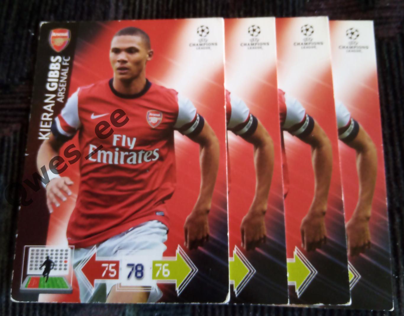 Карточка Panini Kieran Gibbs Киран Гиббс Арсенал ЛЧ 2012-2013