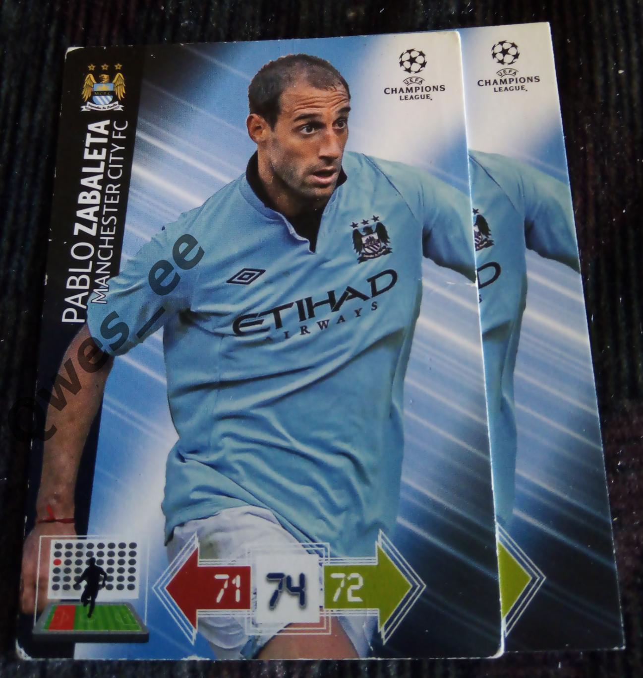 Карточка Panini Pablo Zabaleta Пабло Сабалета Манчестер Сити ЛЧ 2012-2013