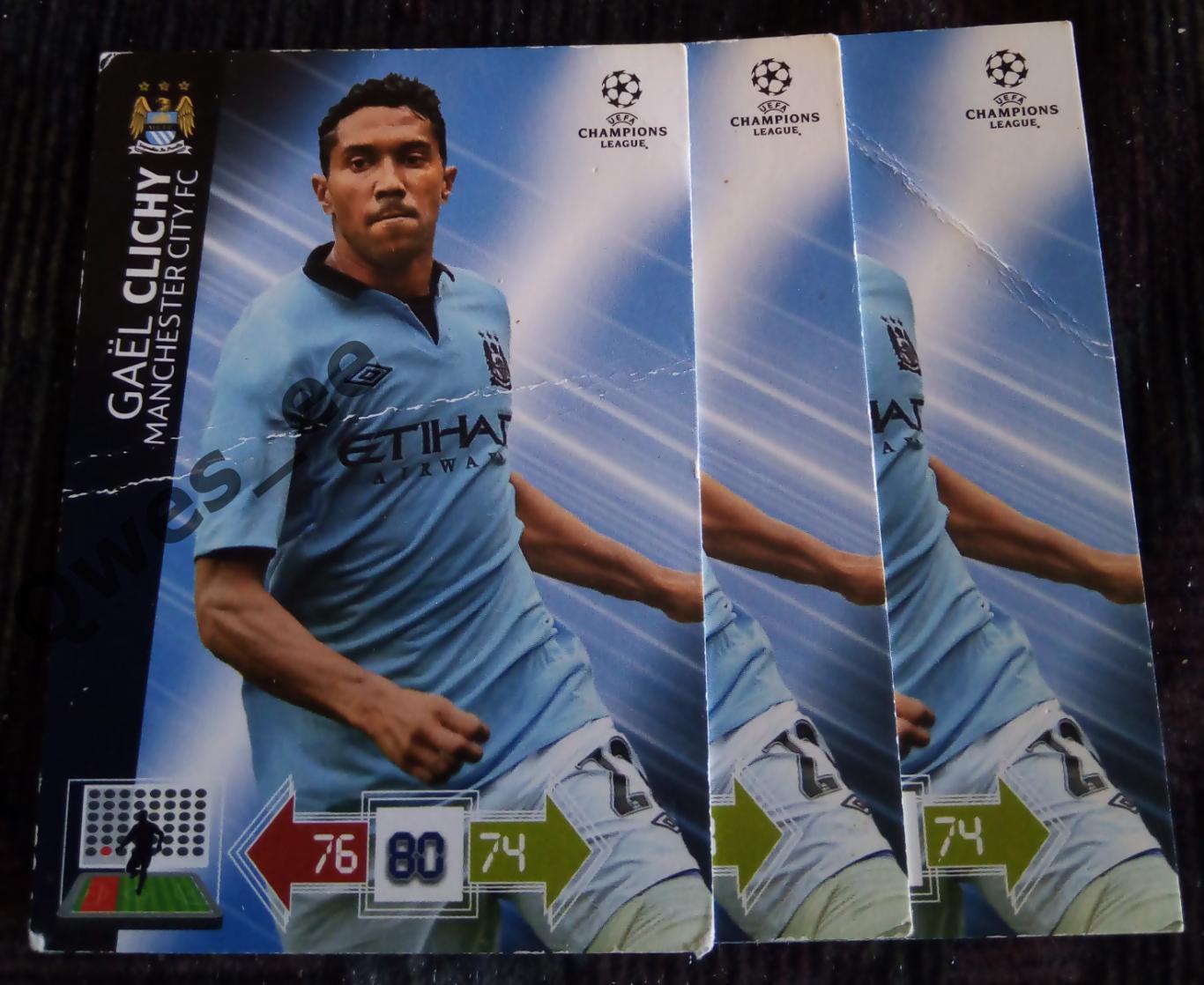 Карточка Panini Gael Clichy Гаэль Клиши Манчестер Сити ЛЧ 2012-2013