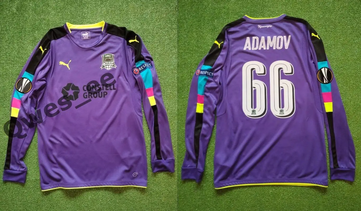 Матчевая футболка ФК Краснодар №66 Денис Адамов сезон 2016-2017 длинный рукав