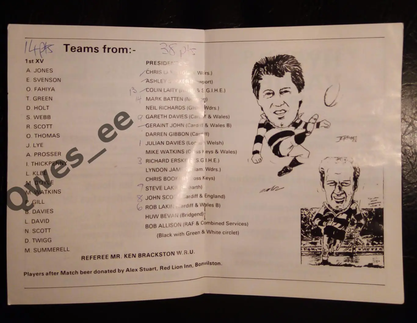 Регби Бэрри 15 - Президенты 15 29 февраля 1988 1