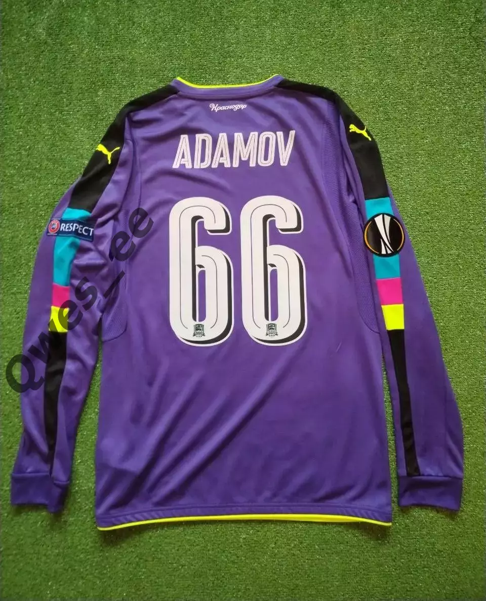 Матчевая футболка ФК Краснодар №66 Денис Адамов сезон 2016-2017 длинный рукав 2