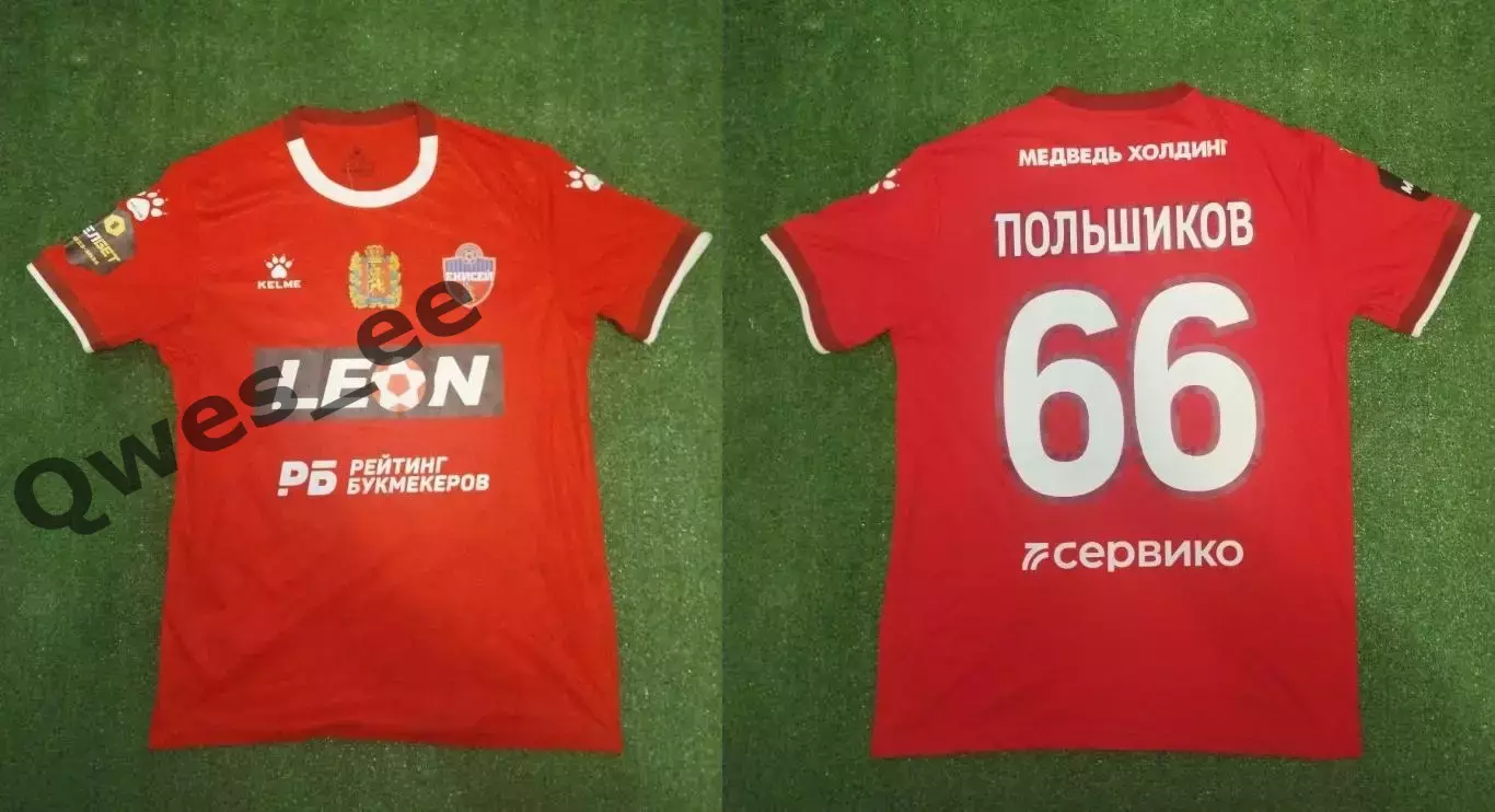 Матчевая футболка ФК Енисей Красноярск №66 Данила Польшиков сезон 2023-2024