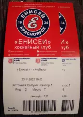 Билет хоккей с мячом Енисей Красноярск Кузбасс Кемерово 23 ноября 2022