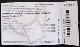 Билет Керлинг Первенство мира по керлингу среди юниоров Полуфинал 21 феврал 2020