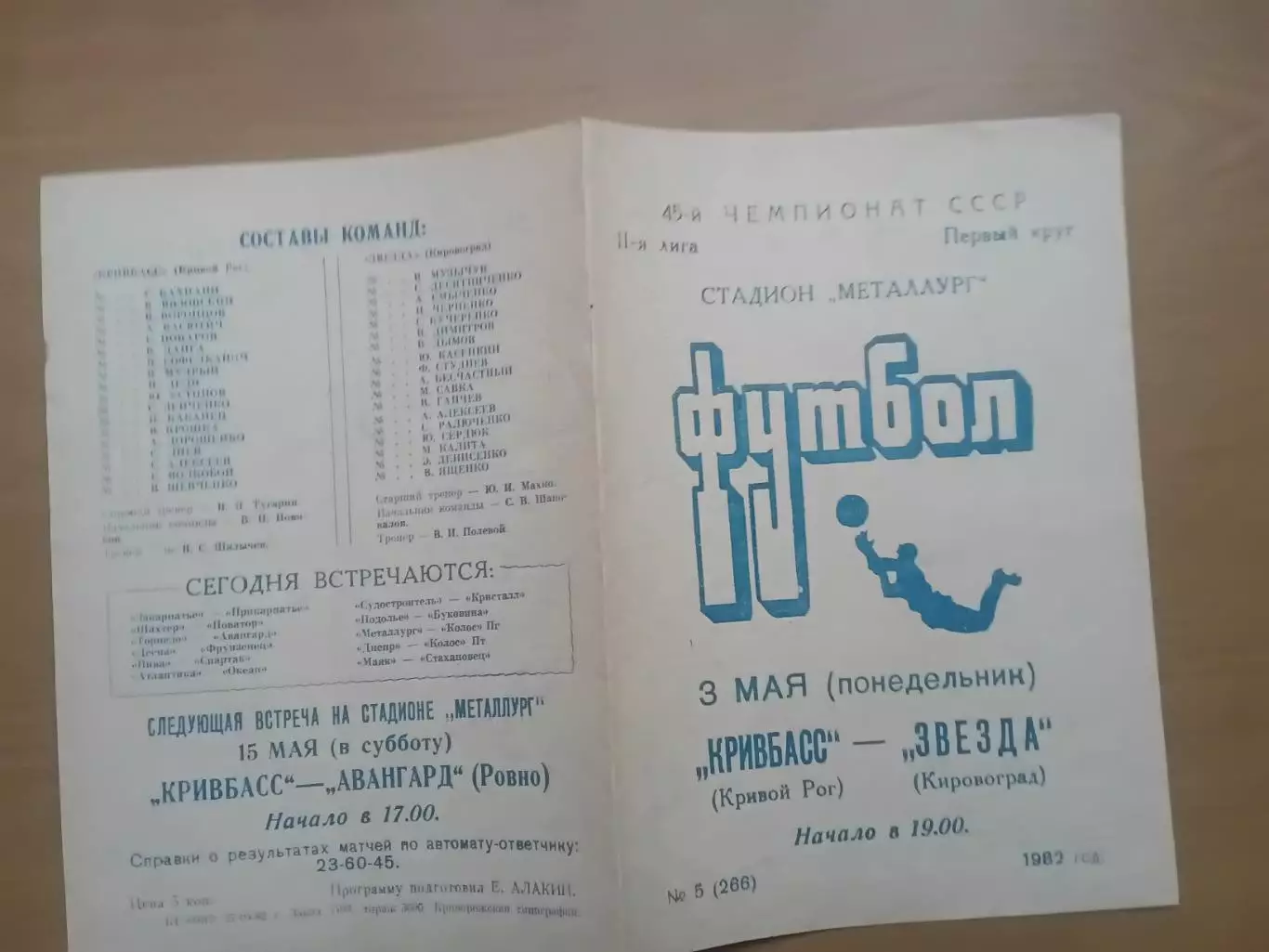 Кривбас Кривий Ріг - Зірка Кіровоград 03.05.1982