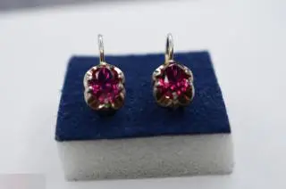 №31/53 серебро СЕРЬГИ СЕРЕБРЯНЫЕ СССР КОРУНД 875 проба ЗВЕЗДА