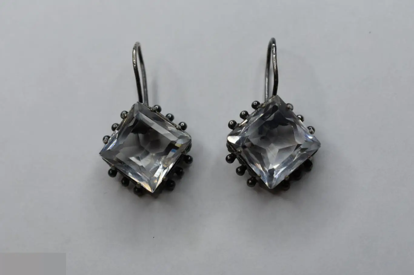 №25/19 СЕРЬГИ СССР МЕЛЬХИОР ГОРНЫЙ ХРУСТАЛЬ? СТЕКЛО?