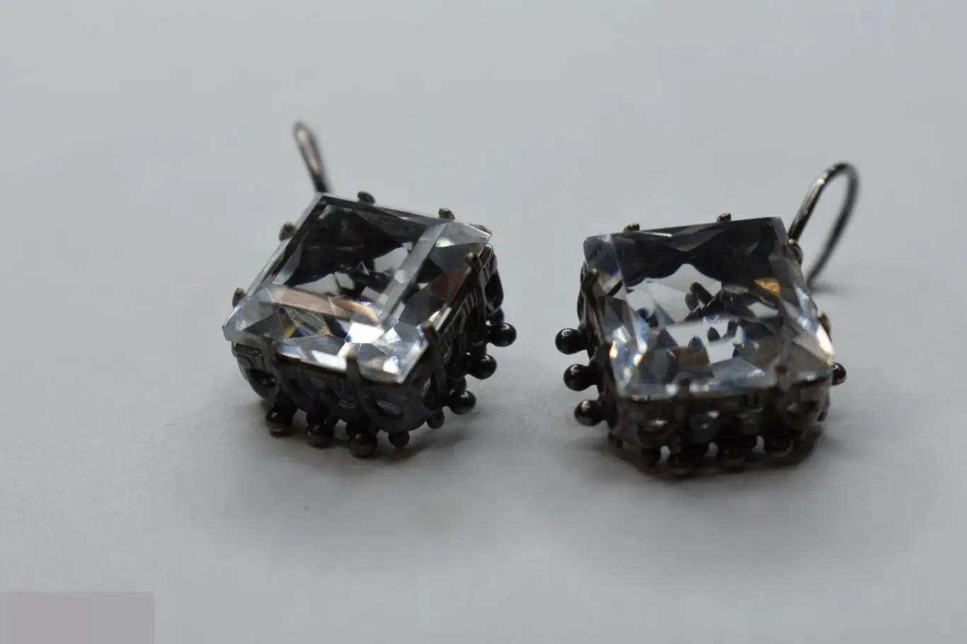 №25/19 СЕРЬГИ СССР МЕЛЬХИОР ГОРНЫЙ ХРУСТАЛЬ? СТЕКЛО? 1