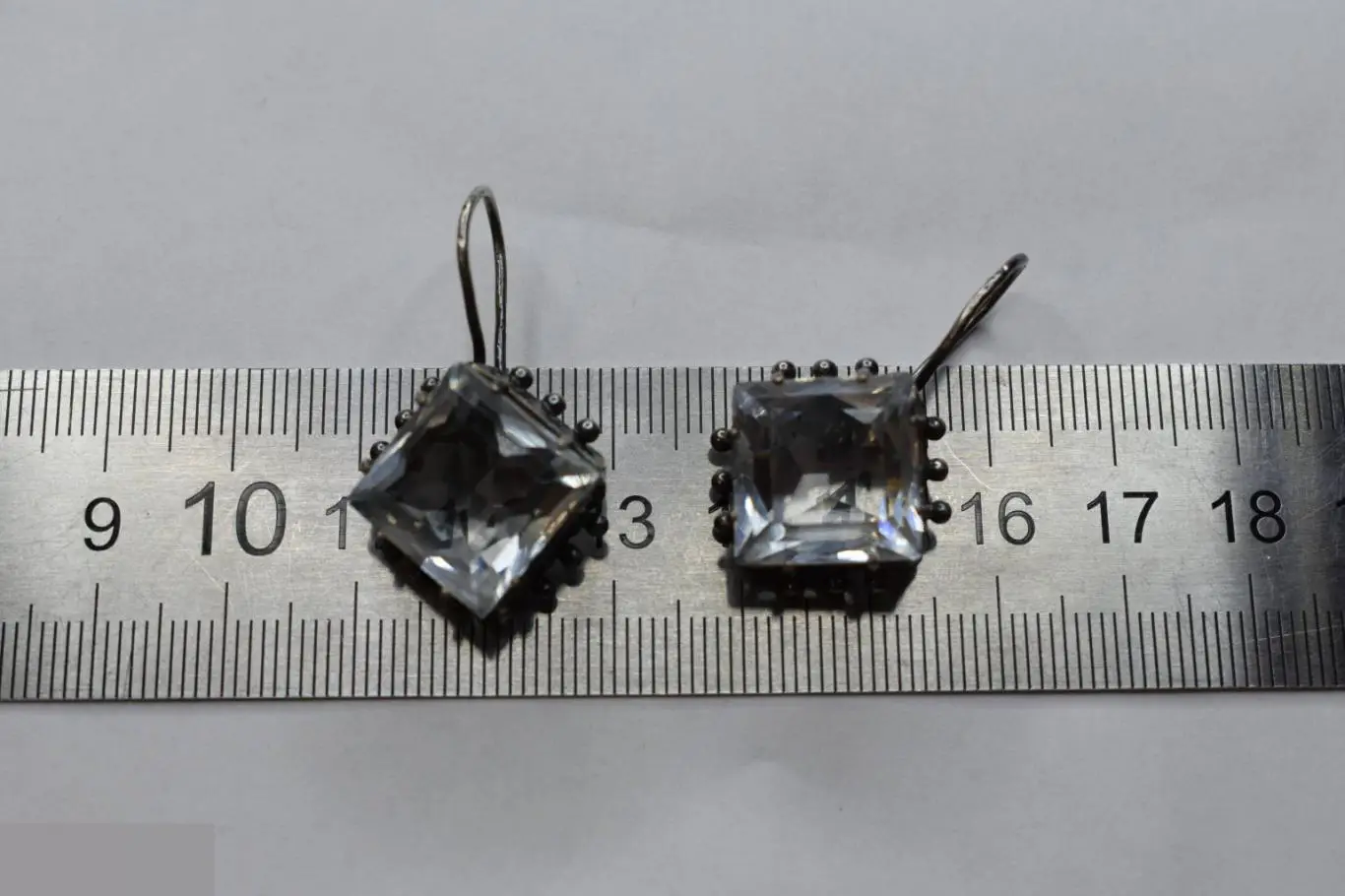 №25/19 СЕРЬГИ СССР МЕЛЬХИОР ГОРНЫЙ ХРУСТАЛЬ? СТЕКЛО? 4