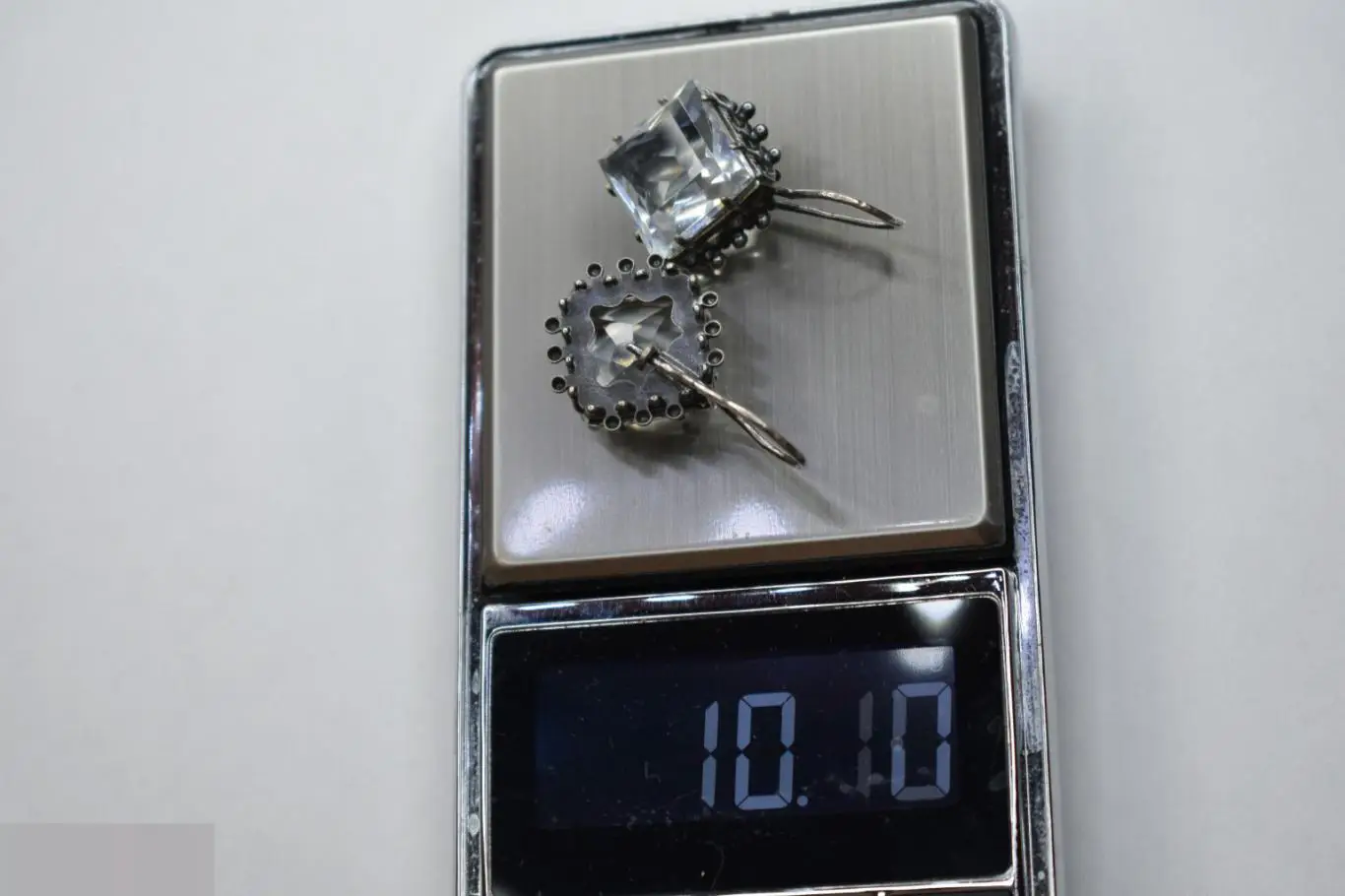 №25/19 СЕРЬГИ СССР МЕЛЬХИОР ГОРНЫЙ ХРУСТАЛЬ? СТЕКЛО? 6