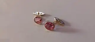 №31/58ЗАПОНКИ СЕРЕБРЯНЫЕ РУБИН? КОРУНД?.СЕРЕБРО 875 пр, ЗВЕЗДА