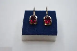 №31/40 серебро СЕРЬГИ СЕРЕБРЯНЫЕ СССР КОРУНД 875 проба ЗВЕЗДА