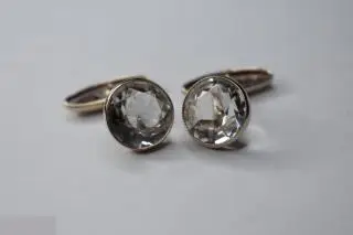 №32/44 серебро ЗАПОНКИ СЕРЕБРЯНЫЕ ГОРНЫЙ ХРУСТАЛЬ СЕРЕБРО 875 пр, ЗВЕЗДА.